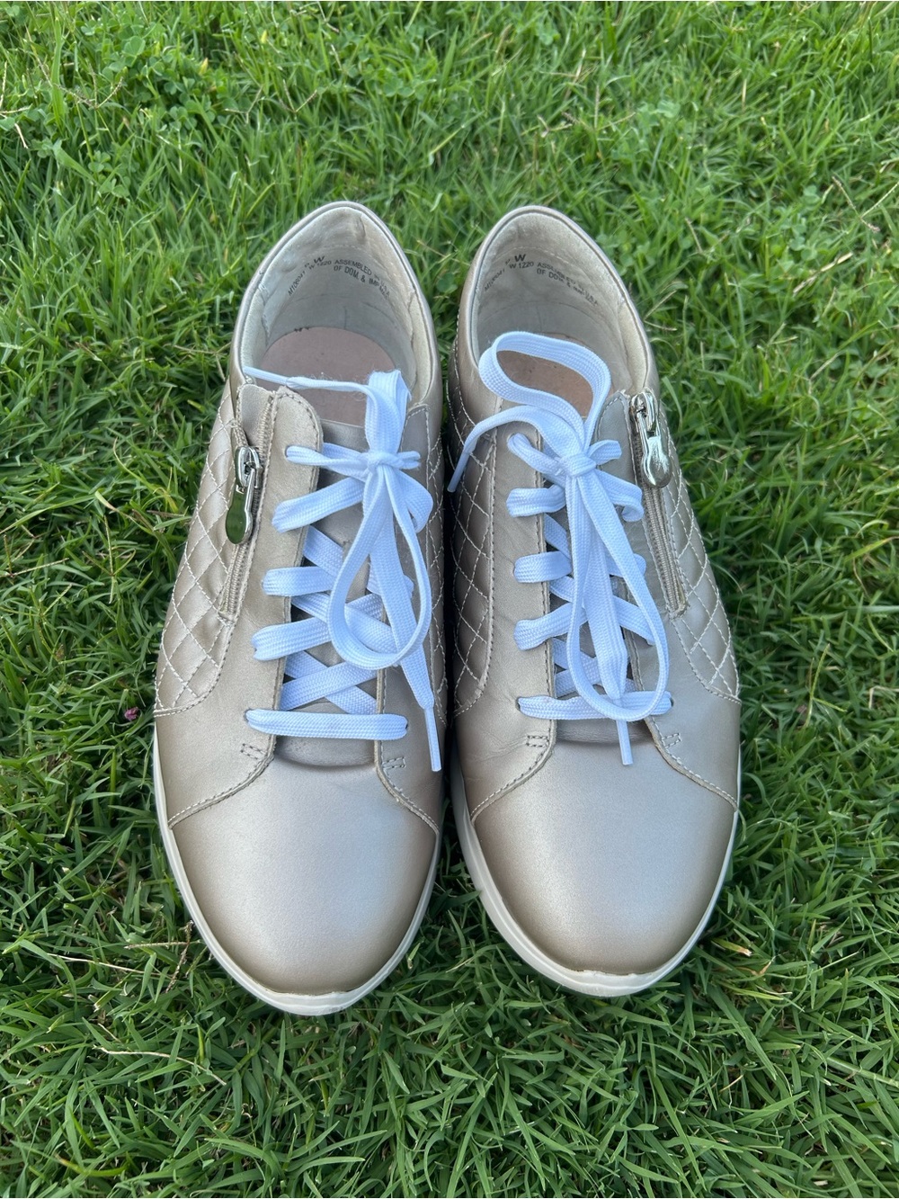Munro Quilted Metallic Premium Leather Comfort Lace-Up Sneakers - Gold